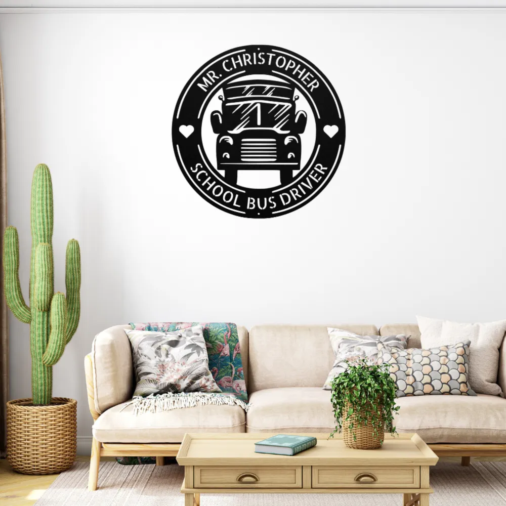 Personalized School Bus Metal Sign